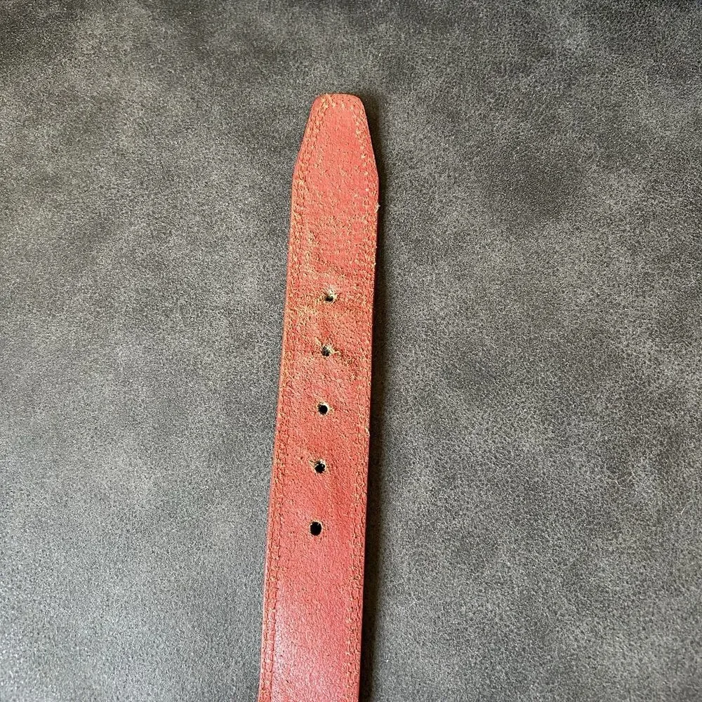Vintage Y2K Michael Kors Womens Red Genuine Leather Belt Gold Buckle 33”